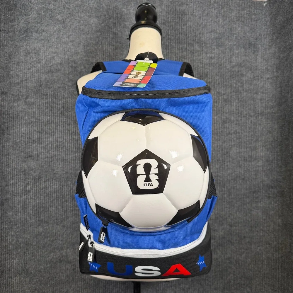 FIFA World Cup 2026 Soccer Backpack USA Blue NEW Ball Carrier Bag Cleat Pocket